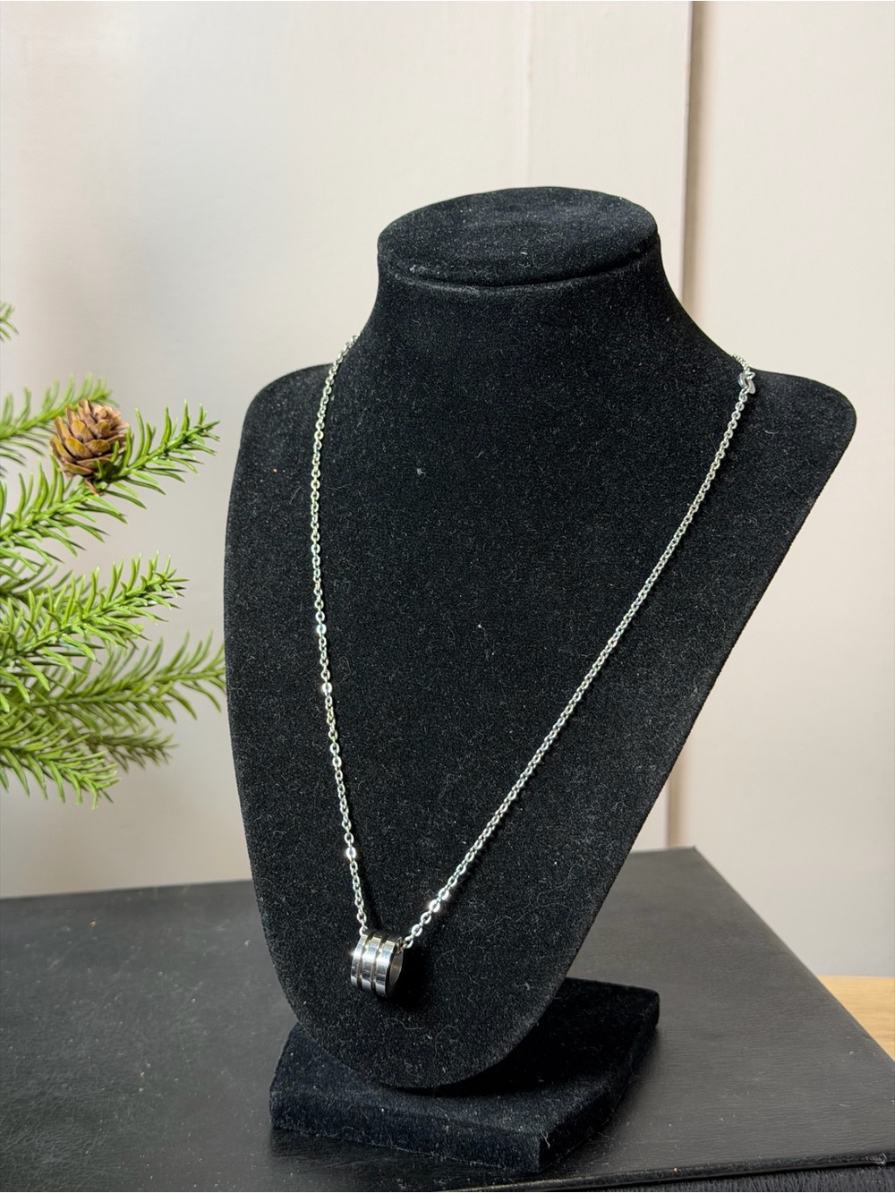 Silver Stainless Steel Pendant Necklace - Silver